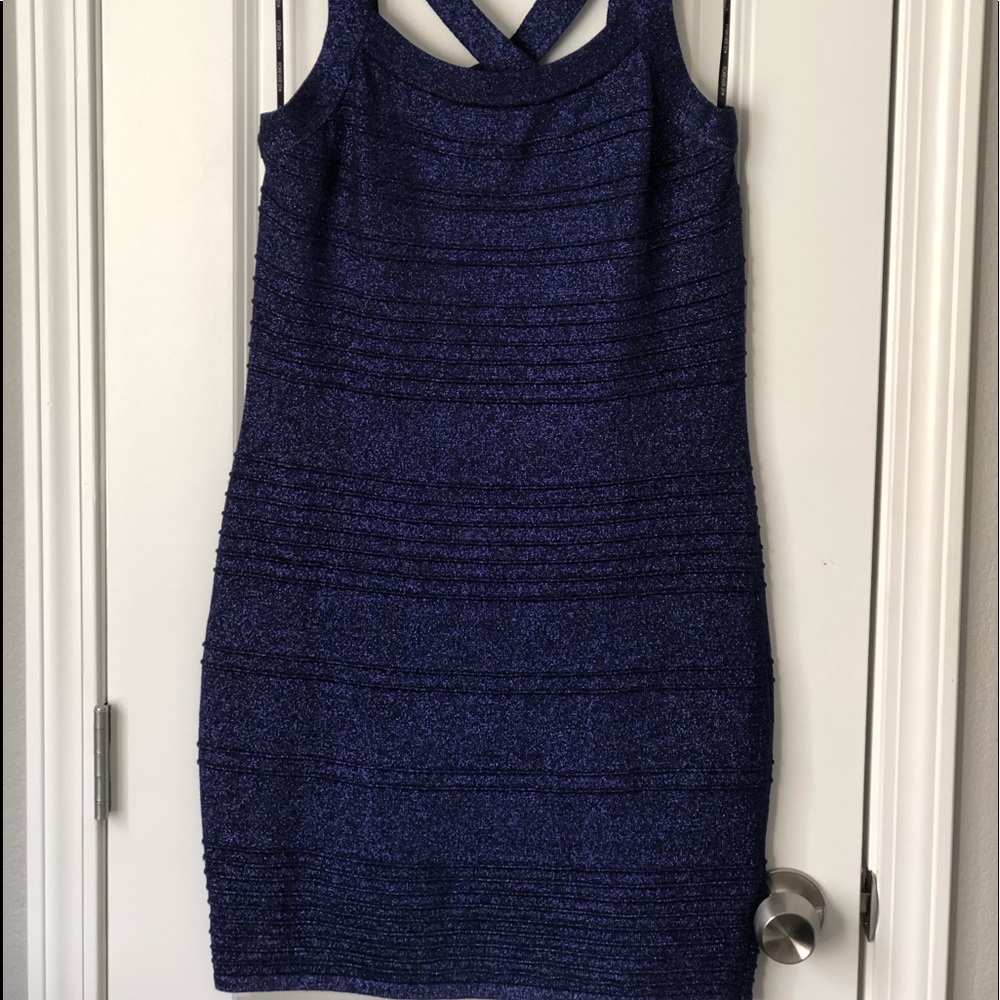 Blue Glitter Bodycon Dress